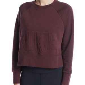 NIKE Maroon Versa Embossed Cropped Sweatshirt - Size XS